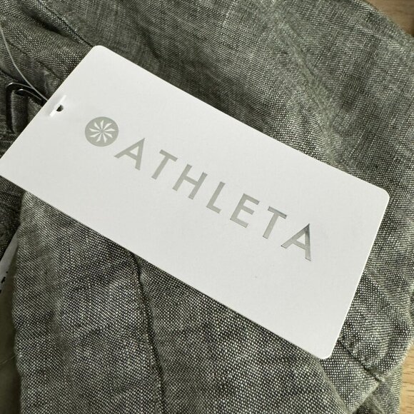 Athleta Voyager Linen Shorts Womens Size 20 Green Lightweight‎ NWT SS-1675 - Picture 7 of 13